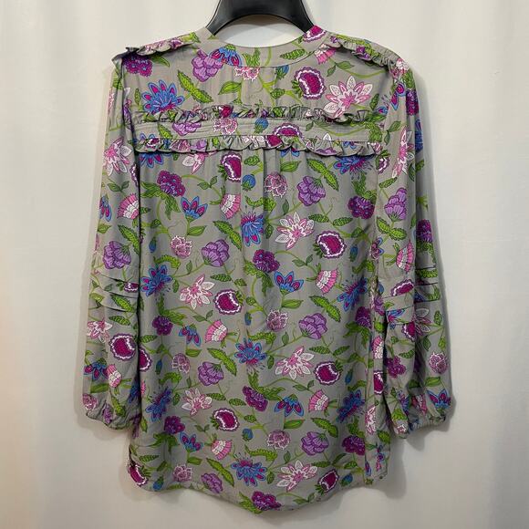 Matilda Jane Thinking Out Loud Top Small Tunic Gray Purple Floral XS NWT - Picture 7 of 9